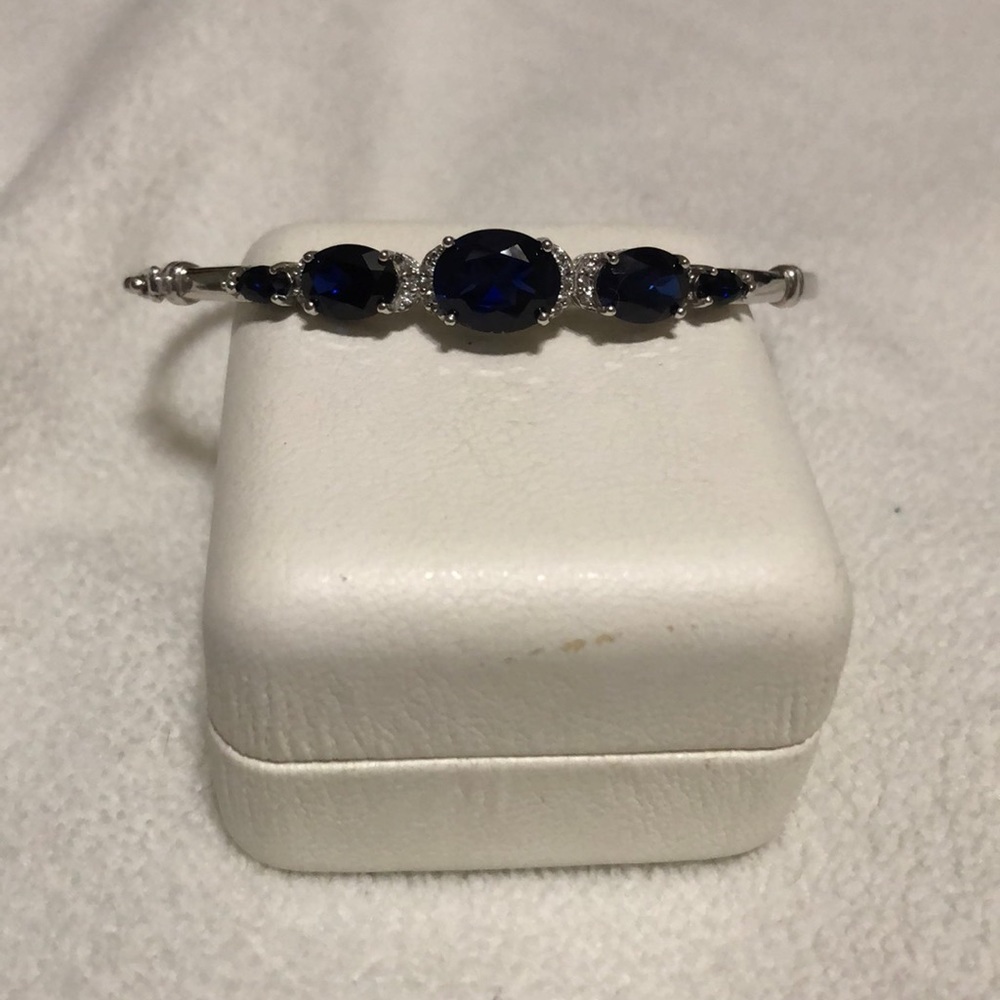 Sterling silver sapphire bangle bracelet